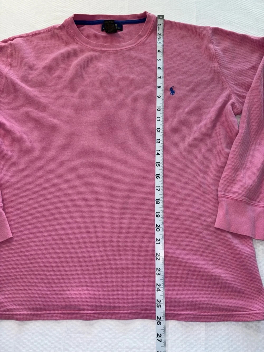 POLO RALPH LAUREN Pencil Eraser Pink Long Sleeve Cotton Waffle Shirt 50 Size L